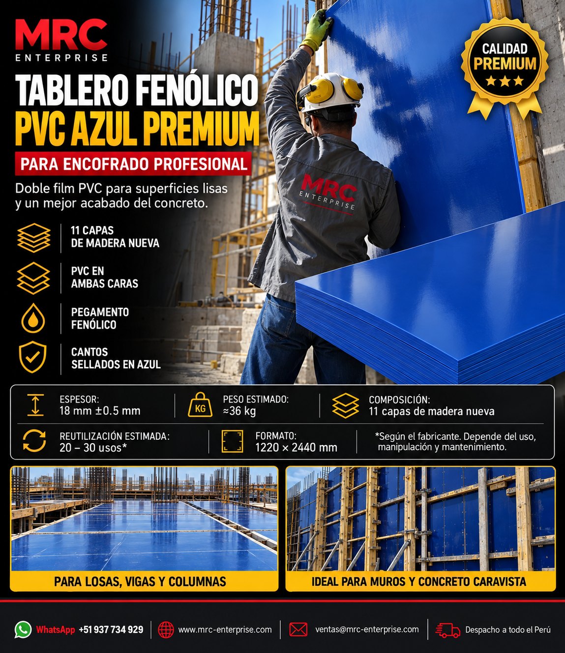MRC Tablero Fenólico PVC 18 mm